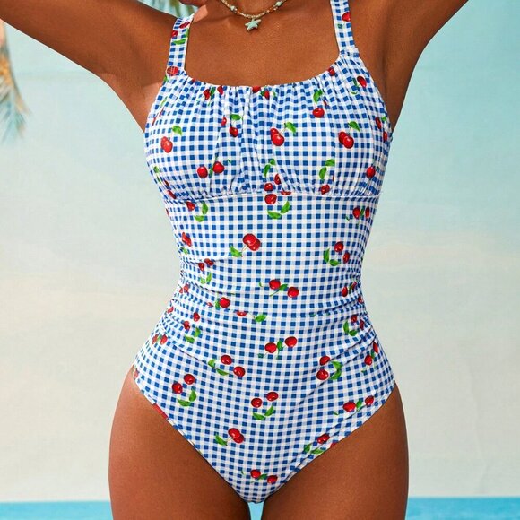 Multicolor Casual Women's Minimalist One Piece Swimsuit - Picture 3 of 6